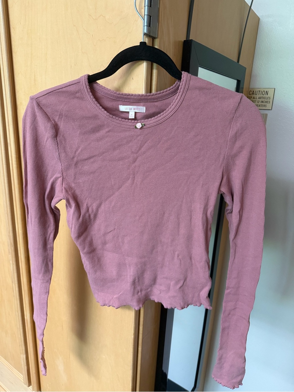 PacSun Mauve Ribbed Long Sleeve Crop Tee